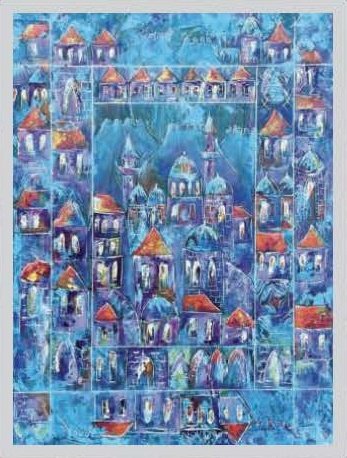 Istanbul Contemporary Turkish Cityscape Oil Painting by Tuba Ahsan